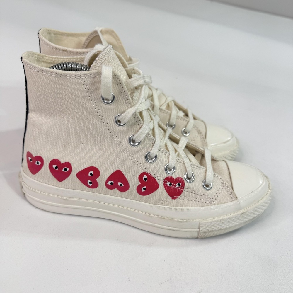 Converse Chuck Taylor CDG Play Shoes Mens Size 5 White Heart High Top 162972C